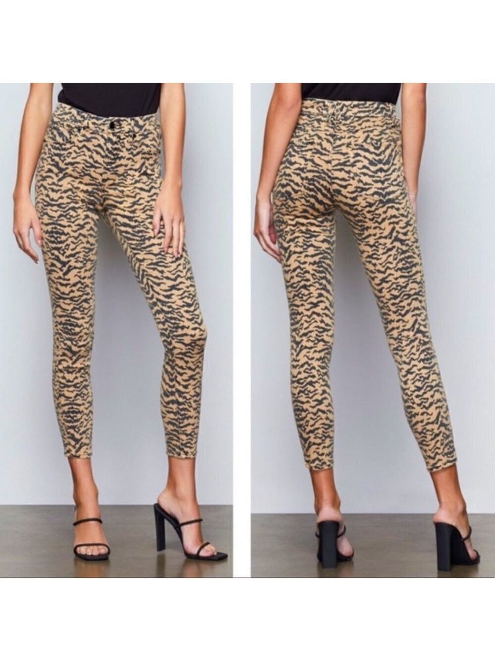 𝅺good American BNWT "Good Waist Crop" Animal Jeans